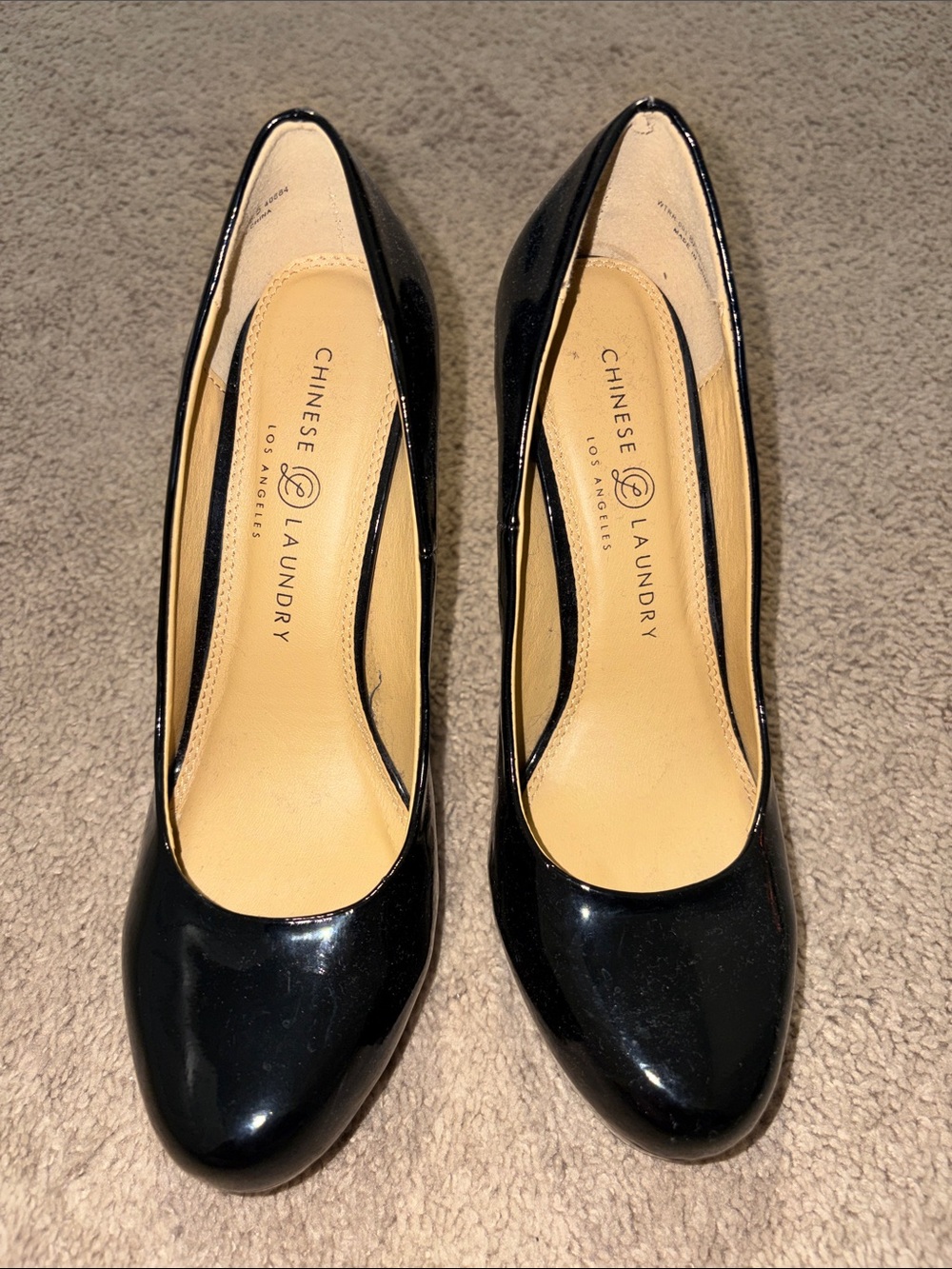 Chinese Laundry Black Patent Round-Toe Pumps